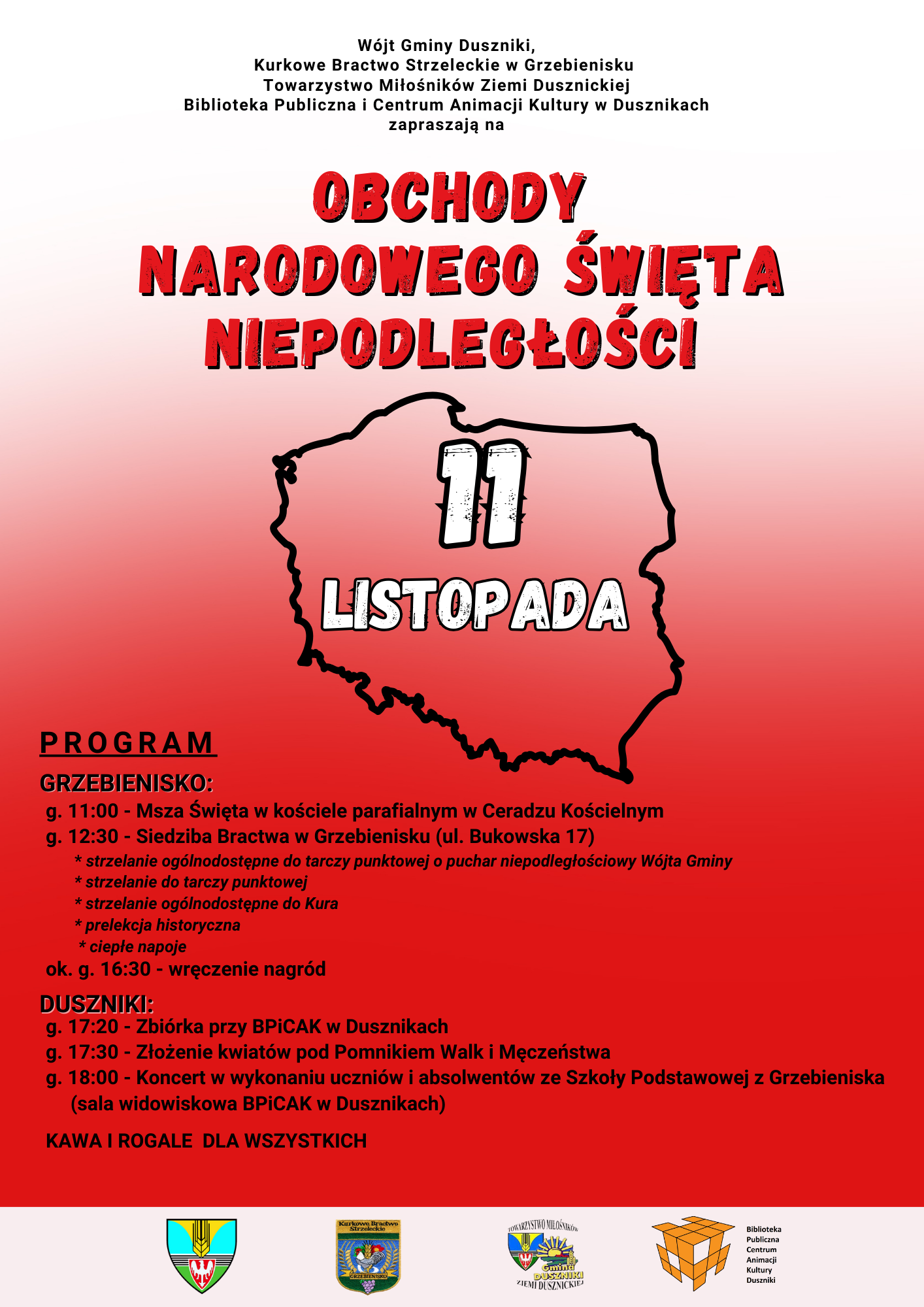 Plakat obchodów Nardowego Święta Niepodległości 11 listopada